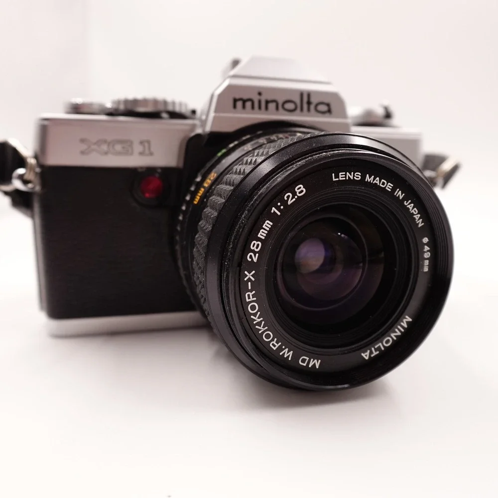 Vintage Minolta XG1 35mm SLR Film Camera Rokkor-X 28mm f2.8 Lens Retro JAPAN
